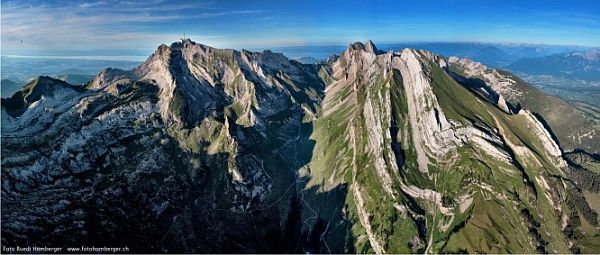 The Saentis nappes in eastern Switzerland are famous for folding of the Helvetic nappes